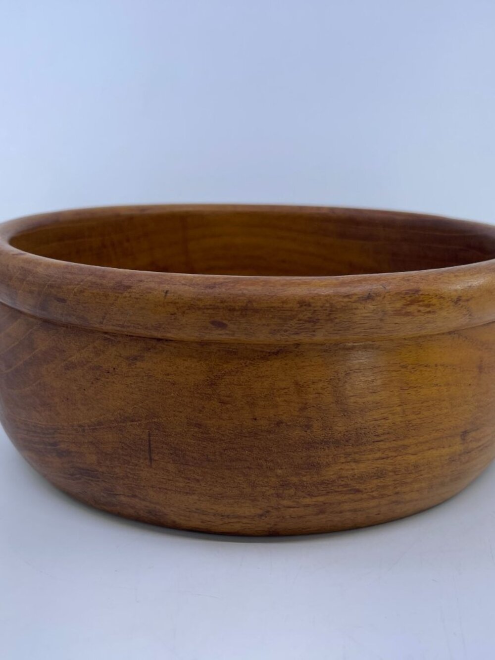 vintage teakwood bowl with smooth rounded edges mcm style made in thailand
